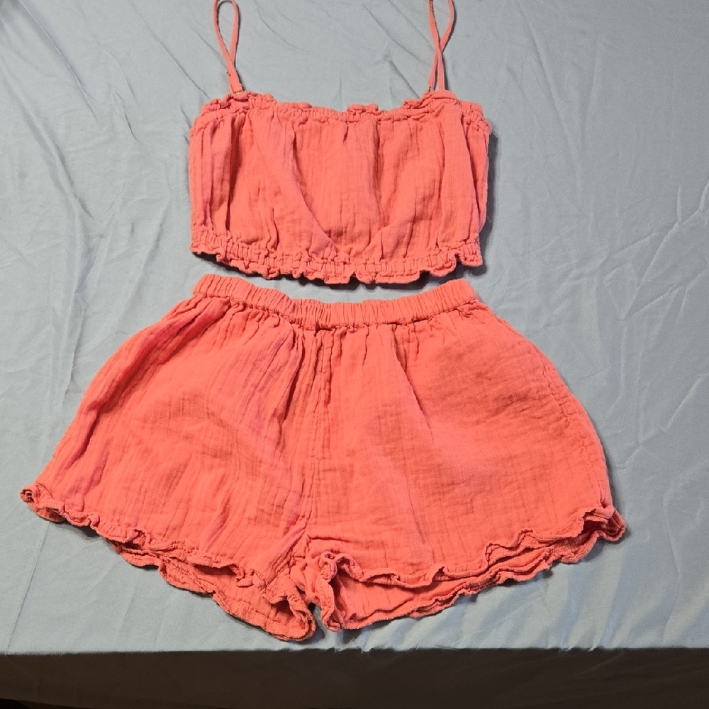 Billabong Sz Small Womens Coral Top & Short Set